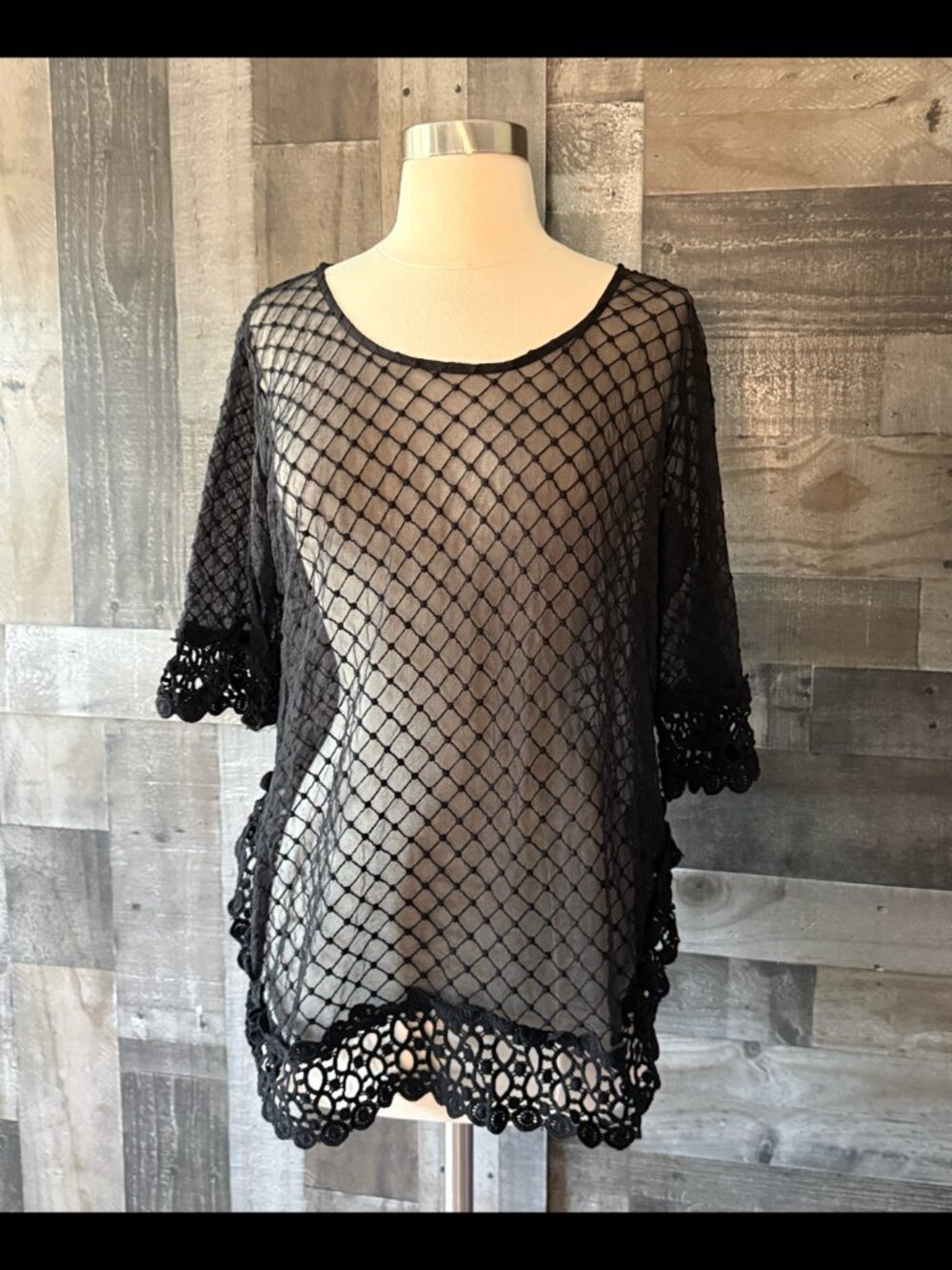 Black crochet lace top large dark feminine witchy whimsigoth grunge beach party